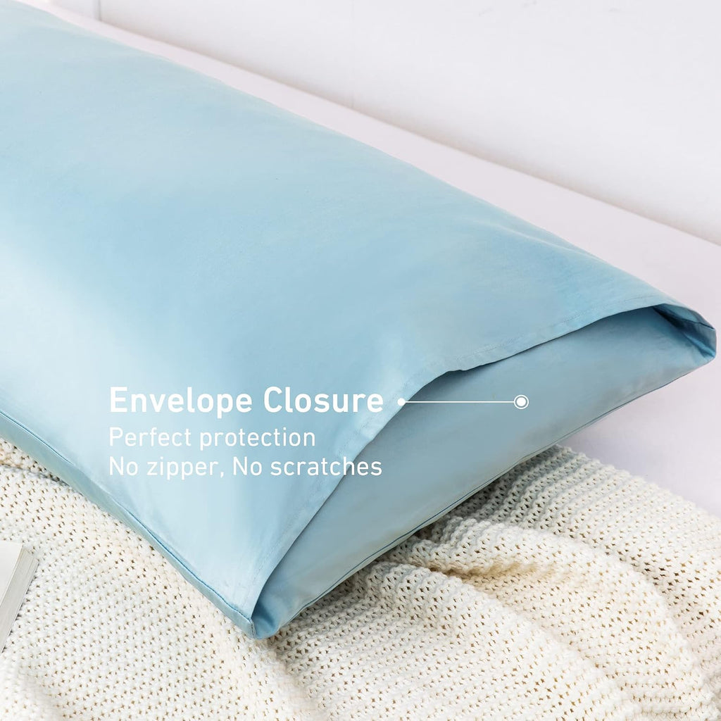 Leeden Body Pillow Cover, 100% Cotton, 800 Thread Count, Soft Breathable Long Pillow Case, Envelope Closure (Light Blue, 21"x 54") Cotton B…