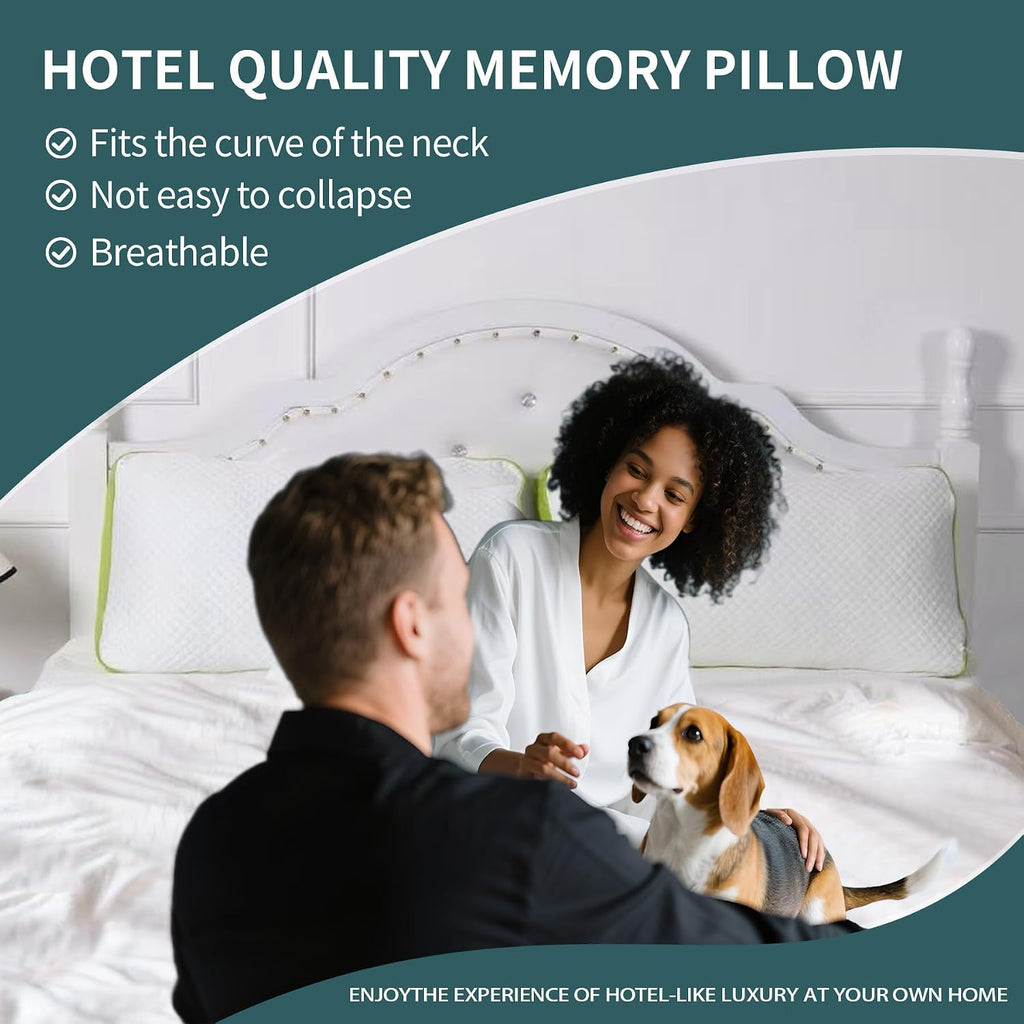Luxury Hotel Cooling Pillow for Sleeping, Medium Firm Shredded Memory Foam Pillows King Size Set of 2, with Zipper Adjustable Supportive