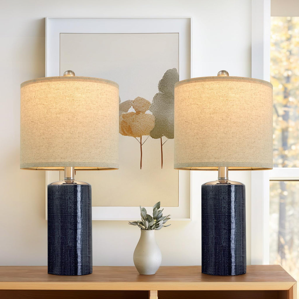G-SAFAVA 20.25" Small Table Lamps Set of 2 Modern Ceramic Lamps for Living Room Farmhouse Bedside Lamps Boho for Night Stands Bedroom…
