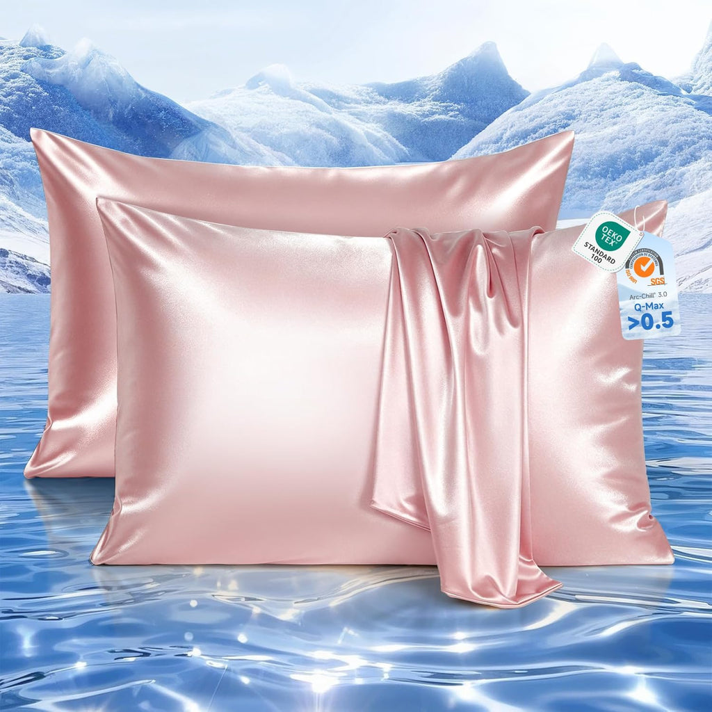 Elegear Cooling Pillow Cases Set of 2 for Hot Sleepers, Softer Than Silk Pillow Cases for Hair & Skin, Upgraded Arc-Chill Cooling Satin…