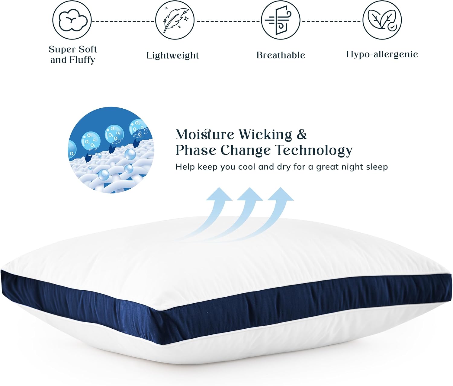 LuxDecorCollection Bed Pillows for Sleeping Queen Size Set of 2 - LUX Décor Gusseted Hotel Pillows, Down Alternative Fluffy Cooling Hypoall…