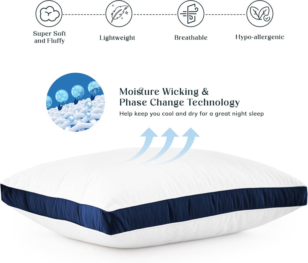 LuxDecorCollection Bed Pillows for Sleeping King Size Set of 2 - LUX Décor Cooling Hotel Gusseted Pillow, Down Alternative Hypoallergenic 1…