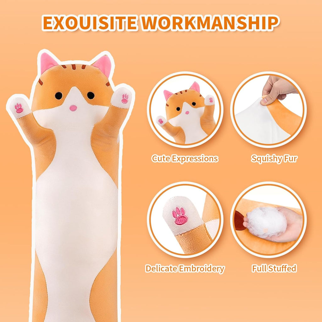 shangman Lovely Plush Cat Doll Cute Cartoon Soft Stuffed Kitten Long Throw Sleeping Pillow Toy Gift for Kids Girlfriend Multiple Size…