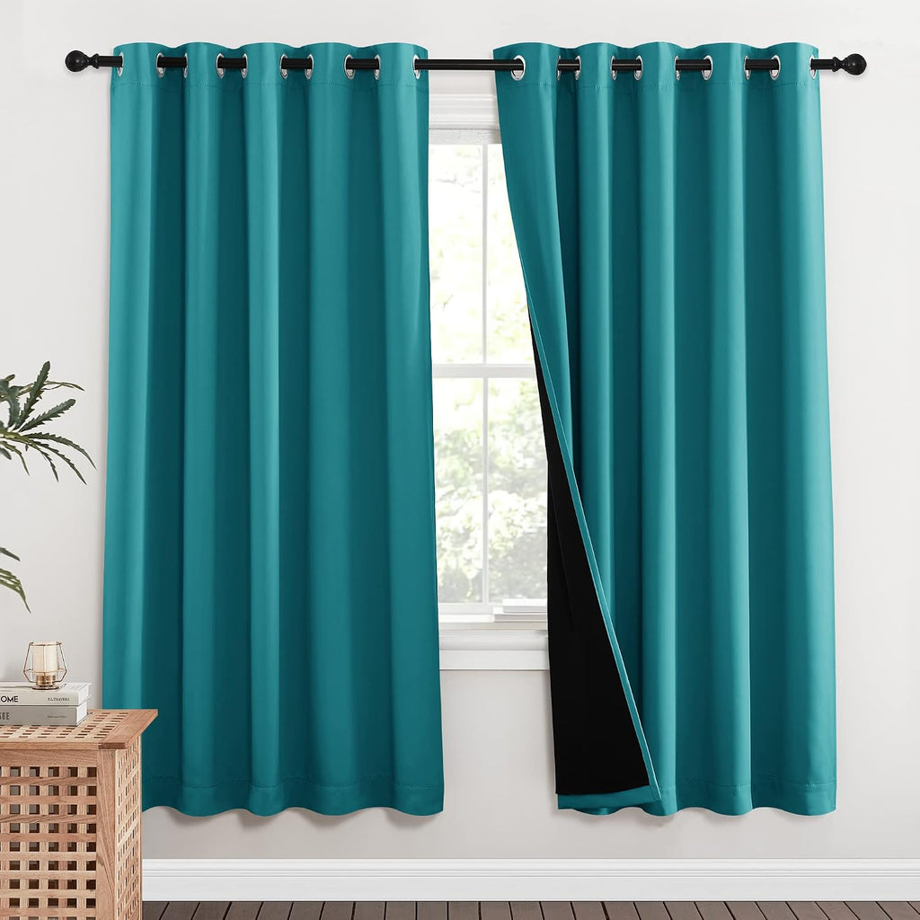 Nicetown 100% Blackout Window Curtain Panels, Full Light Blocking Drapes with Black Liner for Nursery, 72-inch Drop Thermal Insulated Drape…