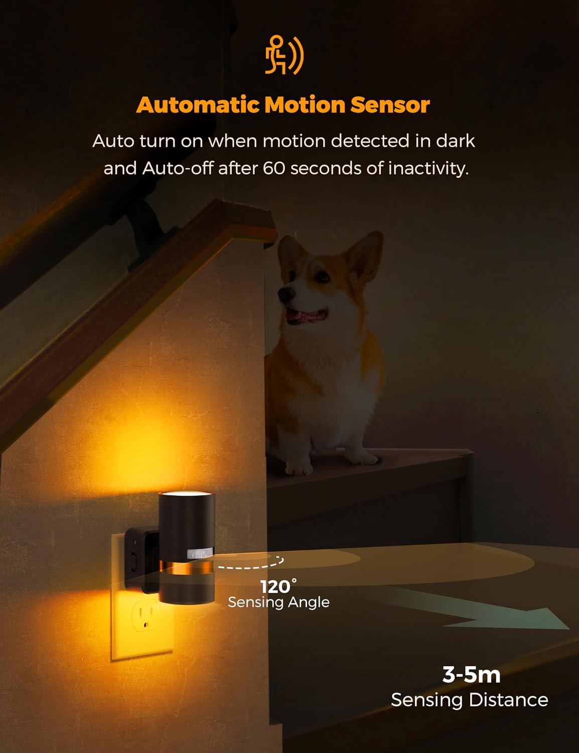 L LOHAS LED Motion Sensor Night Light Plug in, Night Lights Plug into Wall with Adjustable Brightness, 1600K Amber Light, 1W…