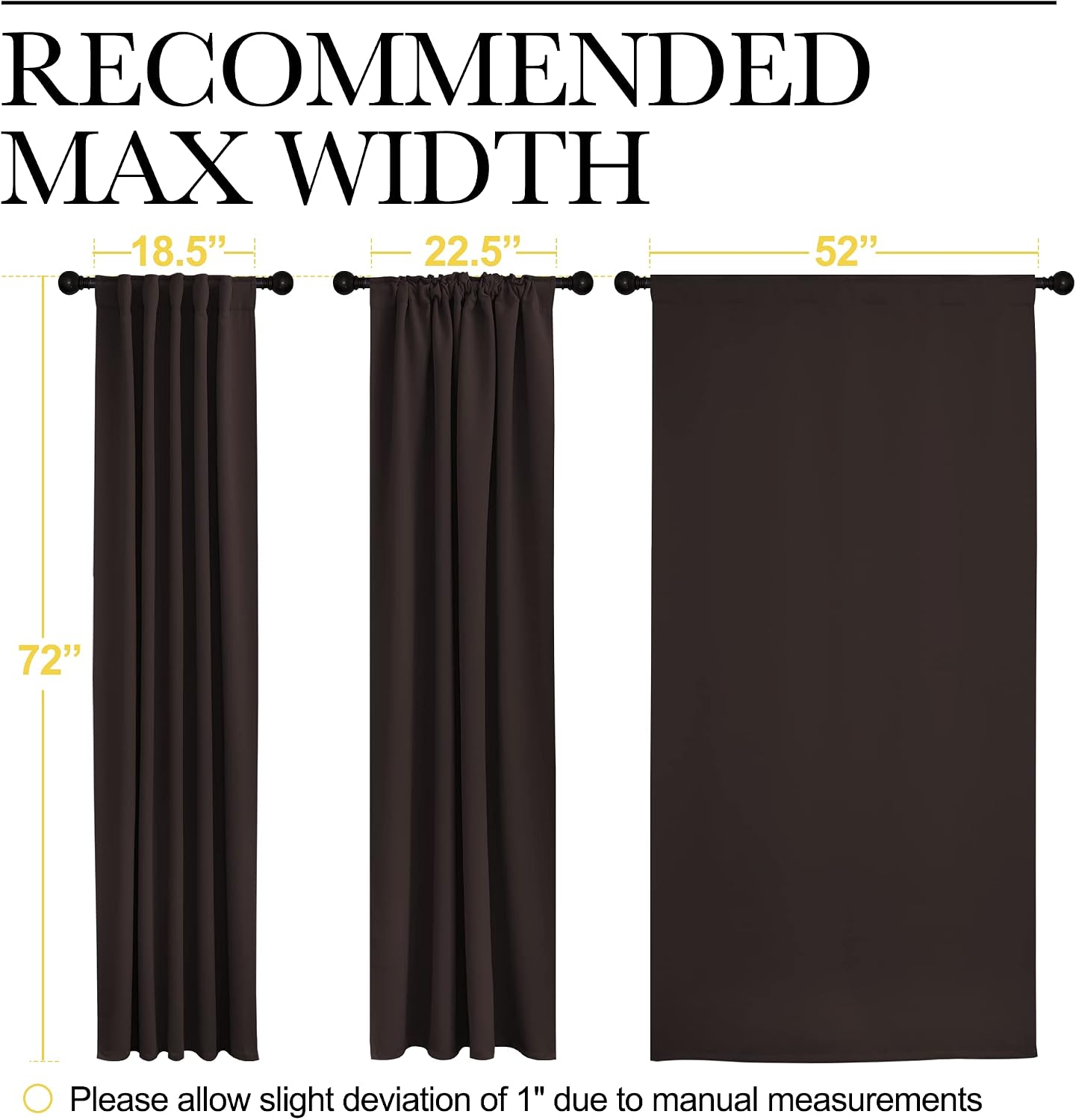 Nicetown Insulated Curtains Room Darkening Drapery Panels - (Toffee Brown Color) 52 inchesx72 inches, Set of 2 Pieces, Noise Reducing Room…