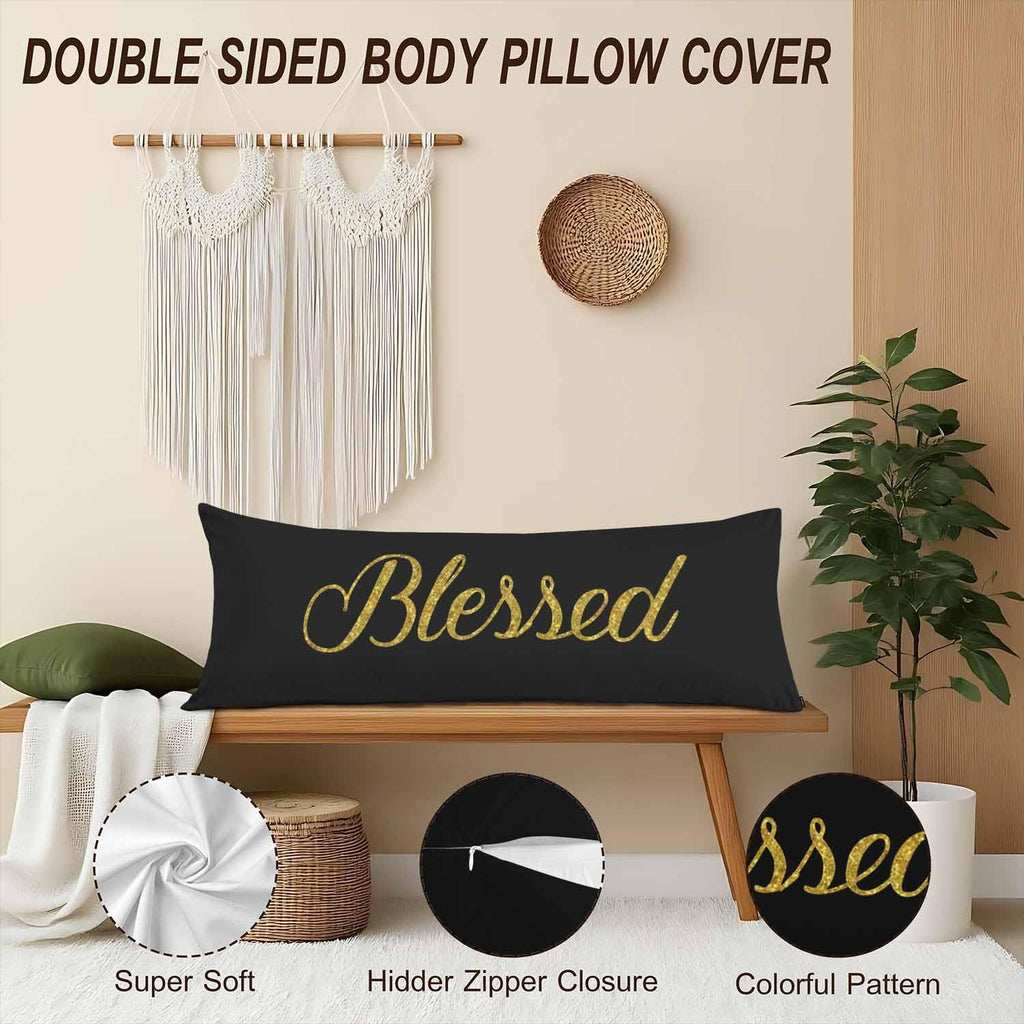 Body Pillowcases with Zipper Blessed, Golden Christian Verse Body Pillow Covers Cushion Case 20 X 54 Inch, Bible Quote Outdoor Body…