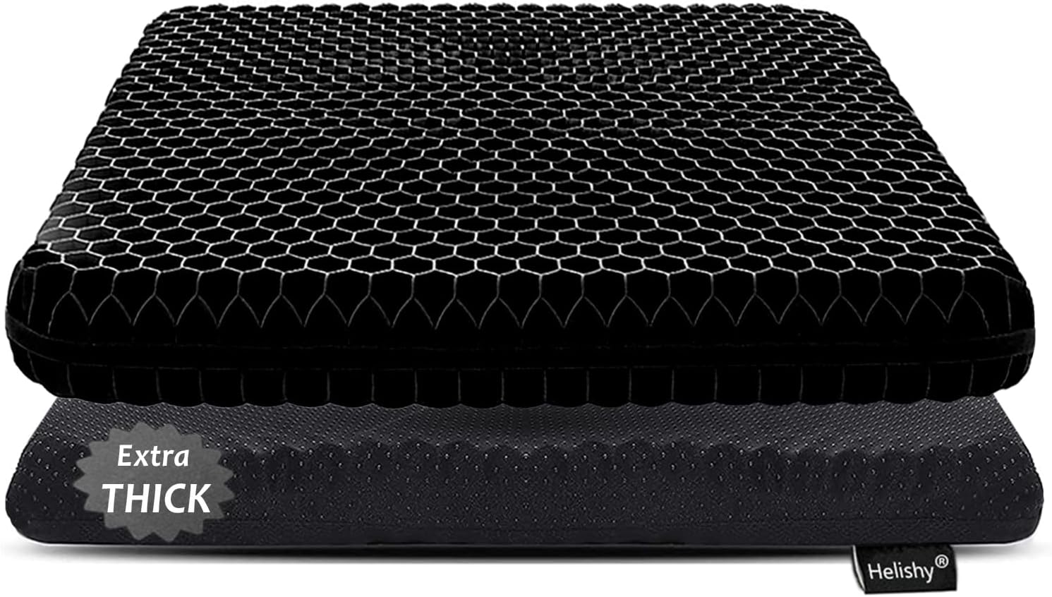 Helishy Gel Seat Cushion for Long Sitting, Extra Thick Gel Cushion for Wheelchair Soft Chair Pads for Office Home Chairs Car Seats Long Tri…