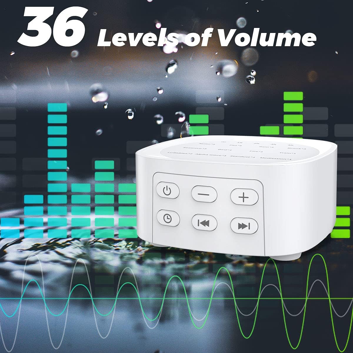 Sleepbox Sleep White Noise Sound Machines with 25 Soothing Sounds 36 Volume Levels 5 Timers Visible Sound Catalog Portable Size Memory…