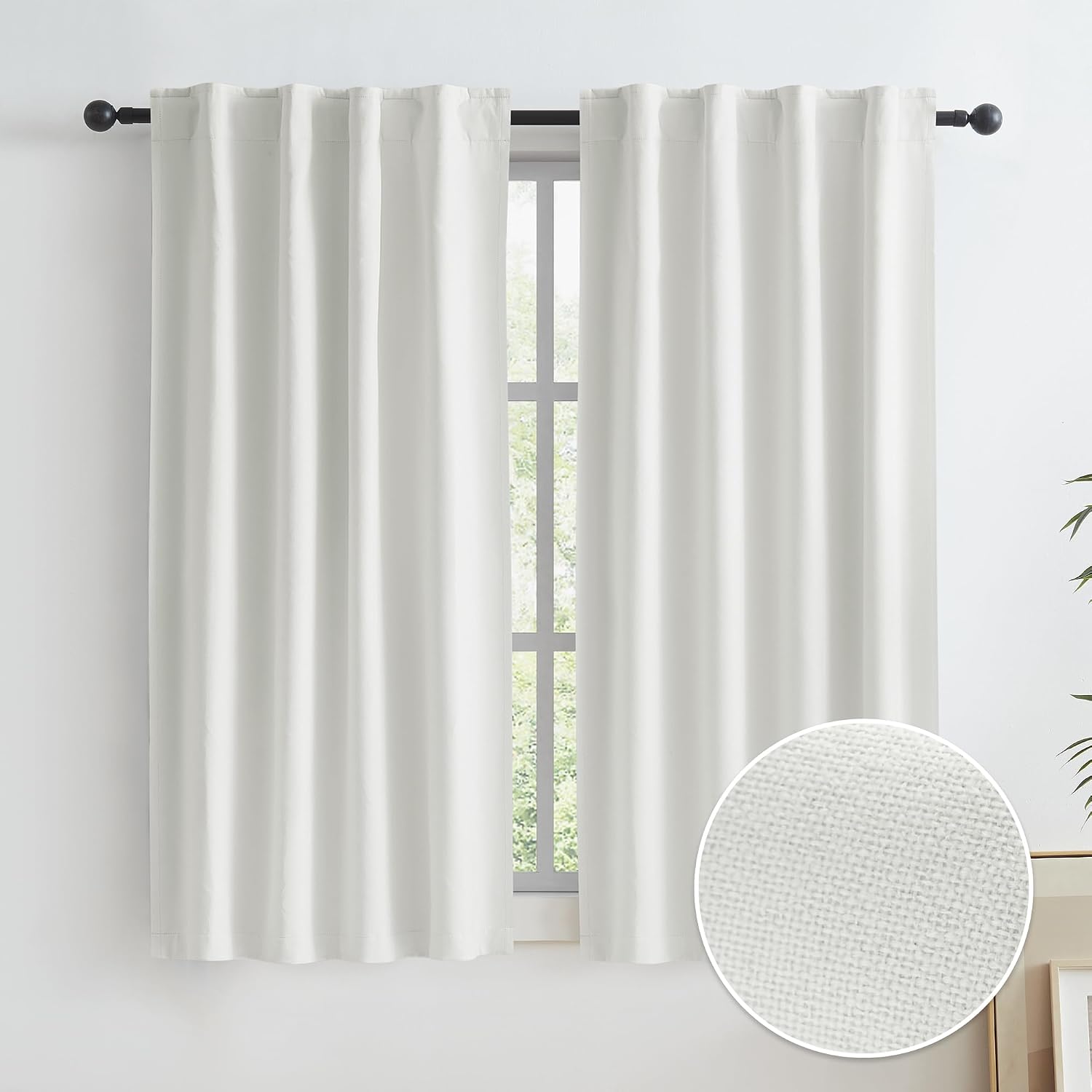 Keqiaosuocai Cream White Blackout Curtains for Small Windows Short 100% Room Darkening Sound Dampening Thermal Insulated Shades Blinds for…