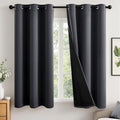 Miulee Grey 100% Blackout Curtains for Bedroom 54 Inch Length, 2 Thick Layers Thermal Insulated Short Window Curtains with Black Liner, Noi…