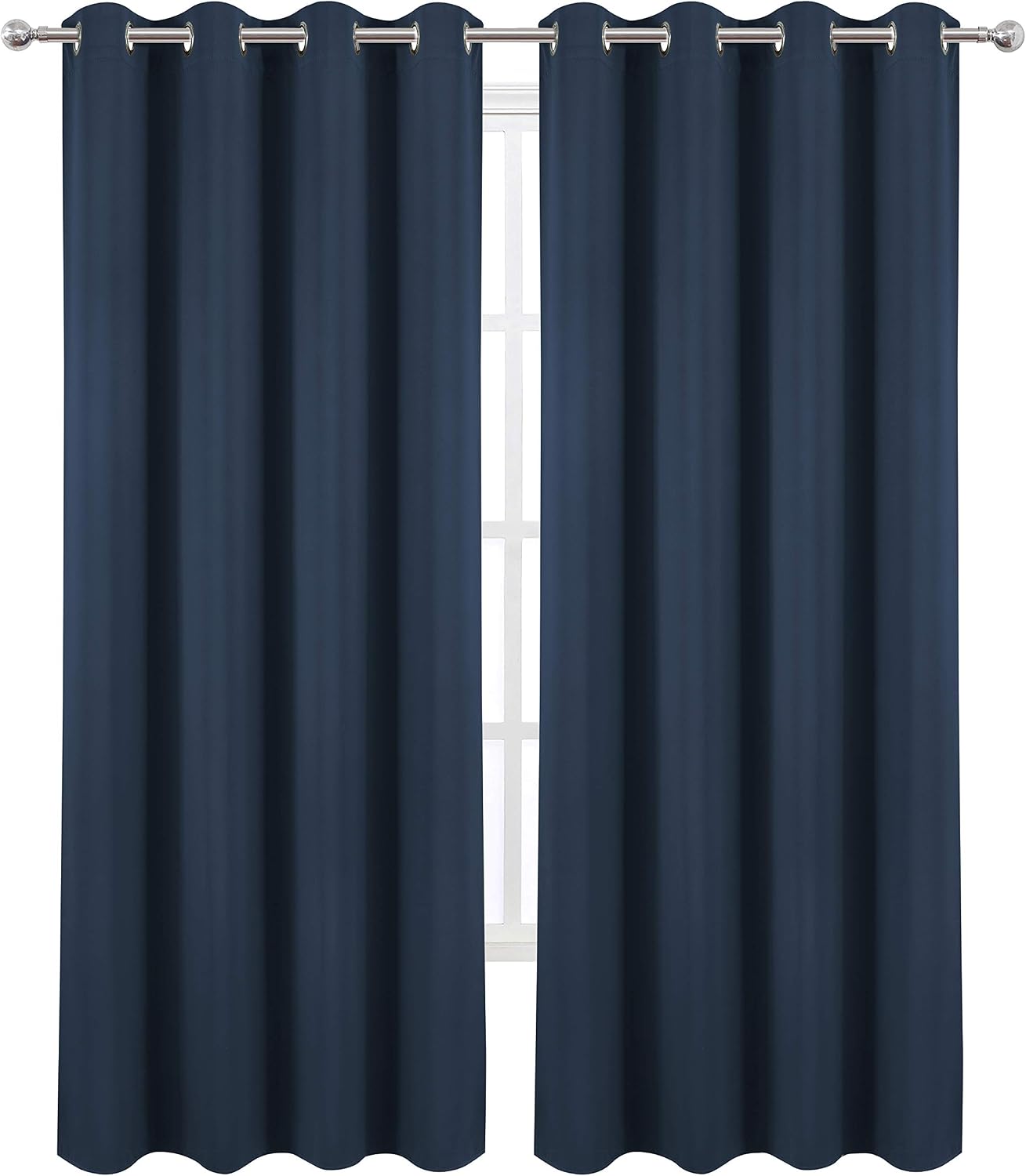Lemomo Blackout Curtains 66 x 95 inch/Navy Blue Curtains Set of 2 Panels/Thermal Insulated Room Darkening Bedroom Curtains 95 inch Blue
