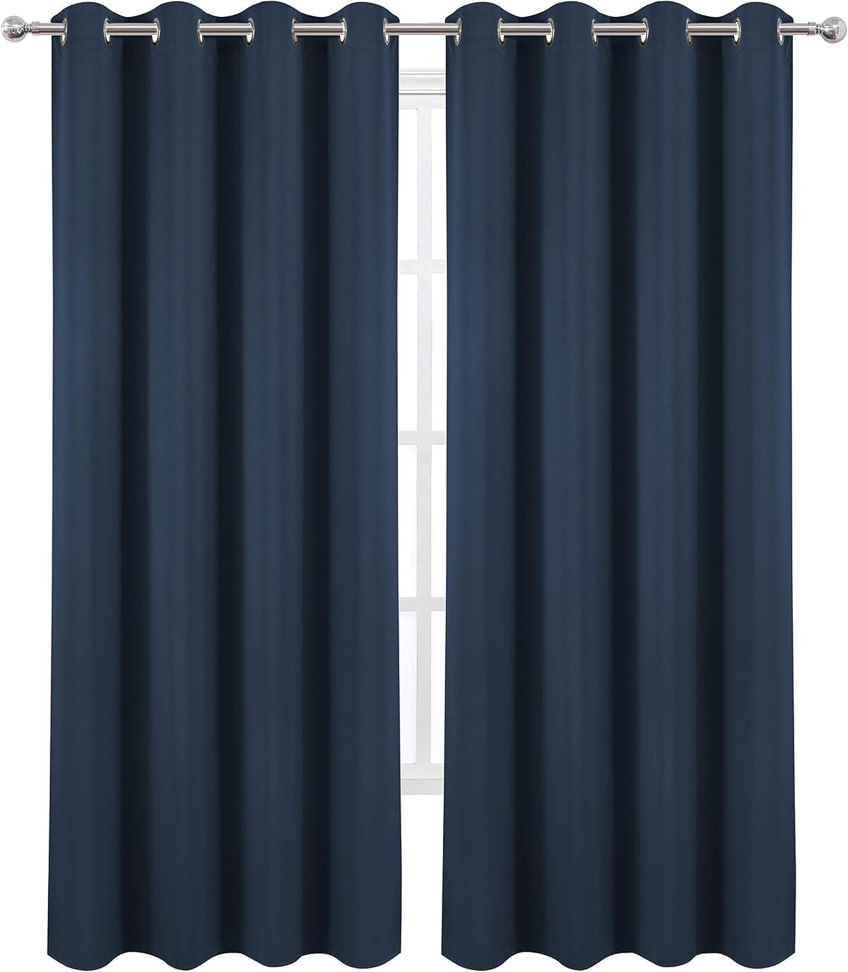 Lemomo Navy Blue Thermal Blackout Curtains/52 x 108 Inch/Set of 2 Panels Room Darkening Curtains for Bedroom 108 Inch Blue