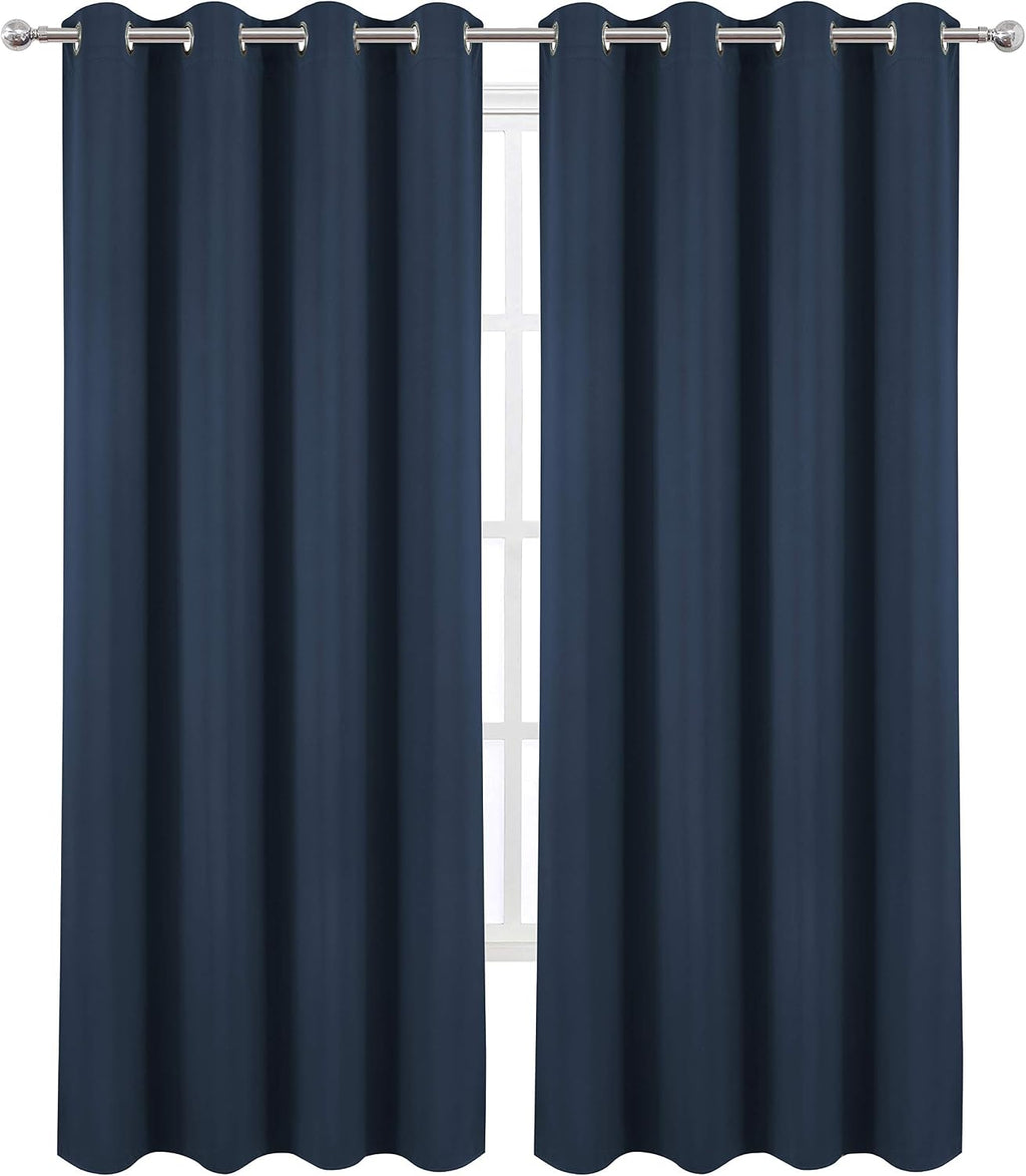 Lemomo Blackout Curtains 66 x 84 inch/Navy Blue Curtains Set of 2 Panels/Thermal Insulated Room Darkening Bedroom Curtains 84 inch Blue