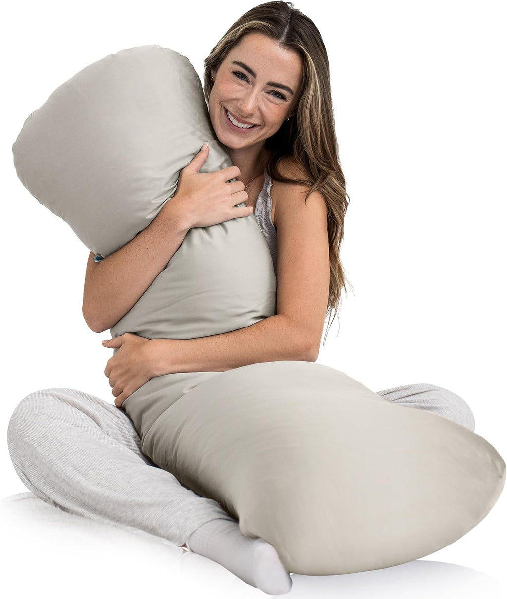 SleepCloud Weighted Body Pillow 8lbs - Weighted Pillow for Deeper Sleep (48" x 14") - Cooling Body Pillows for Adults, Side Sleeper Body…