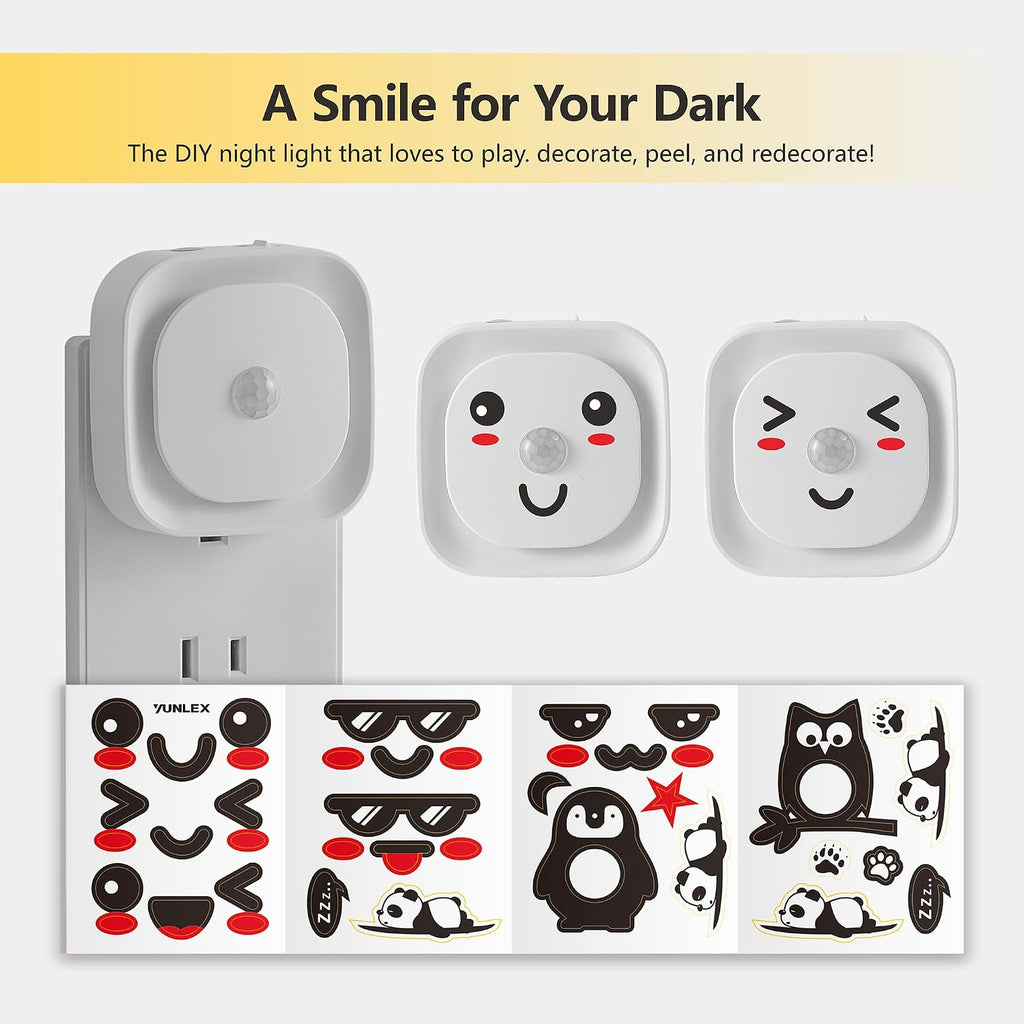 Yunlex 2 Pack Plug in Night Light with Motion Sensor & Dusk to Dawn Sensor, 3 Sensor Modes, Purple Lights Plug into Wall, Dimmable Calming…