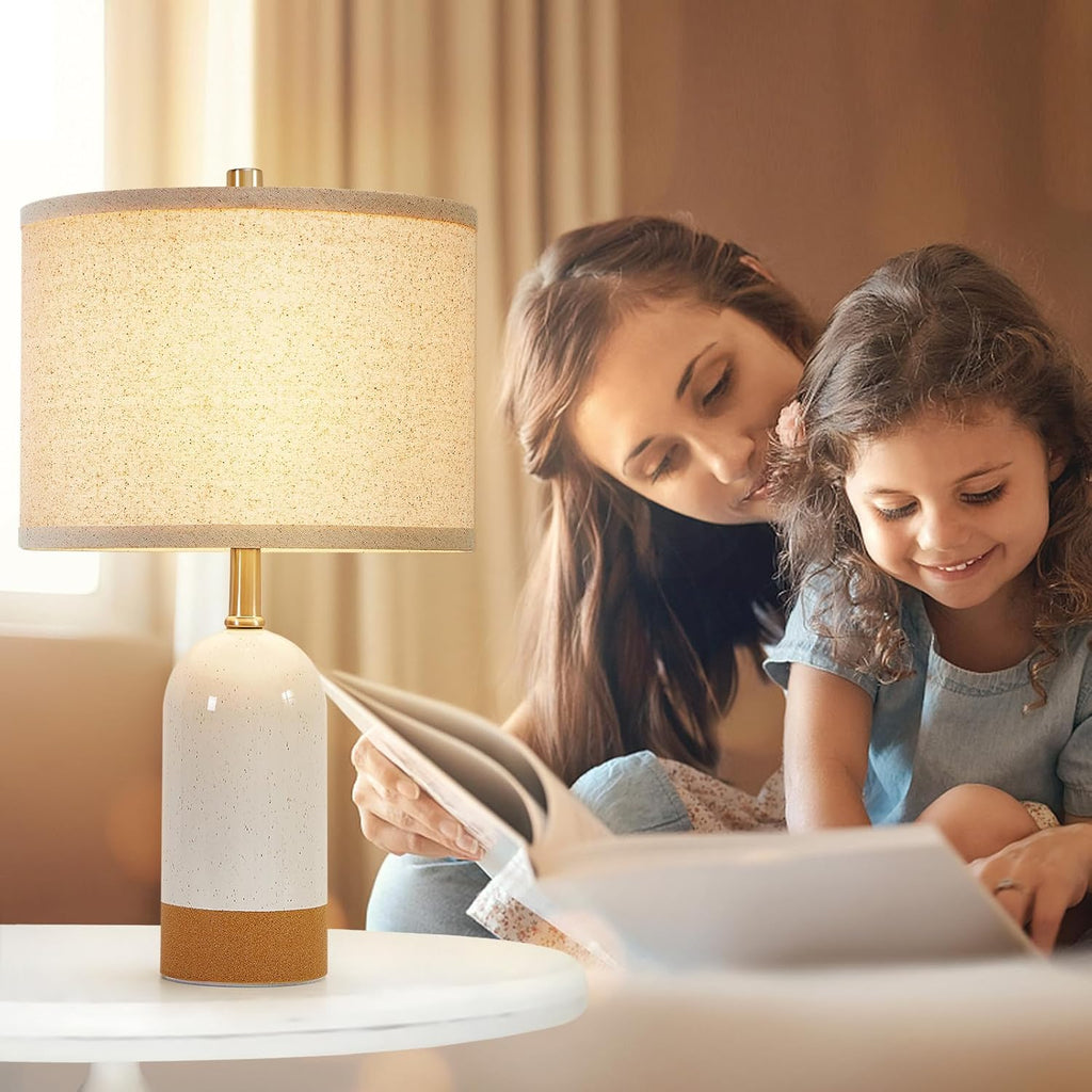 GyroVu Small Table Lamps Set of 2, Bedside Lamp for Bedroom, 21.5" Nightstand Ceramic Desk Lamp for Kids Room, Living Room, Dorm…