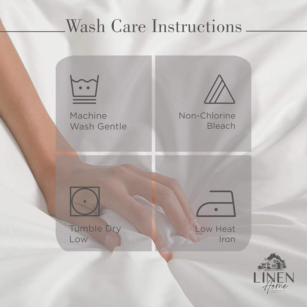Linen Home 100% Cotton Percale Sheets Queen Size, Charcoal, Deep Pocket, 4 Pieces Set - 1 Flat, 1 Deep Pocket Fitted Sheet and 2…