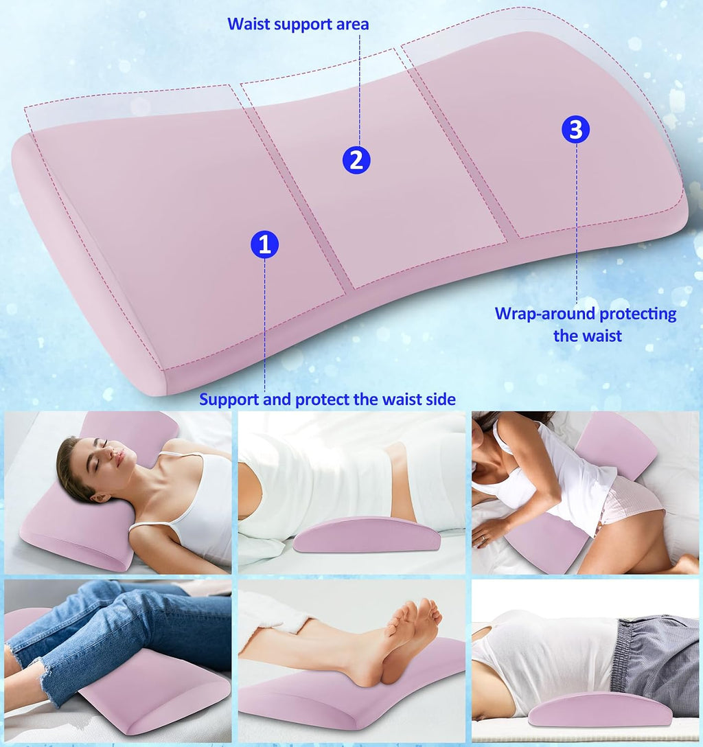 VamorryDirect vamorry Lumbar Support Pillow for Bed – Memory Foam Waist Pillow with Cooling Cover for Comfortable Back Support – Bolster Pi…