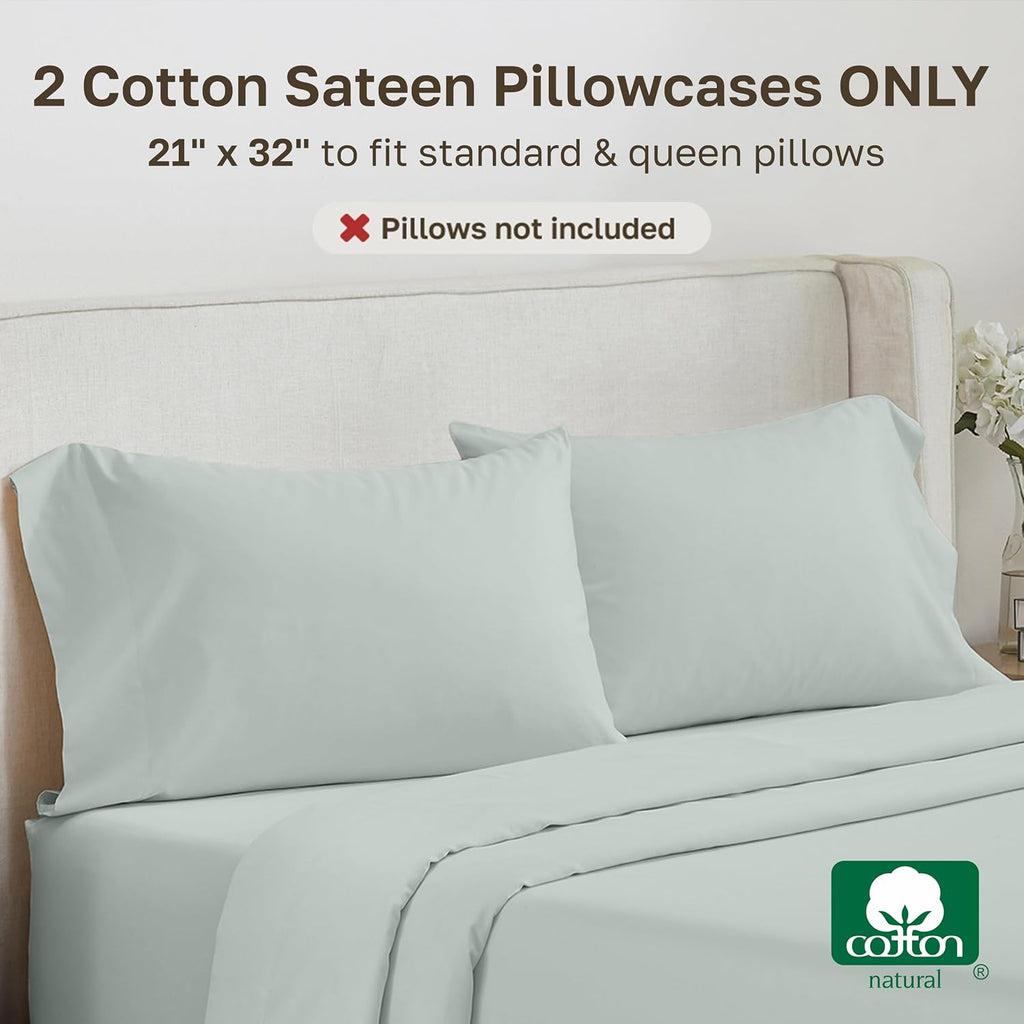 CALIFORNIA DESIGN DEN Soft & Silky 500 Thread Count 100% Cotton is Cool & Smooth, Pillowcases Standard Set of 2 Fits Standard & Queen…
