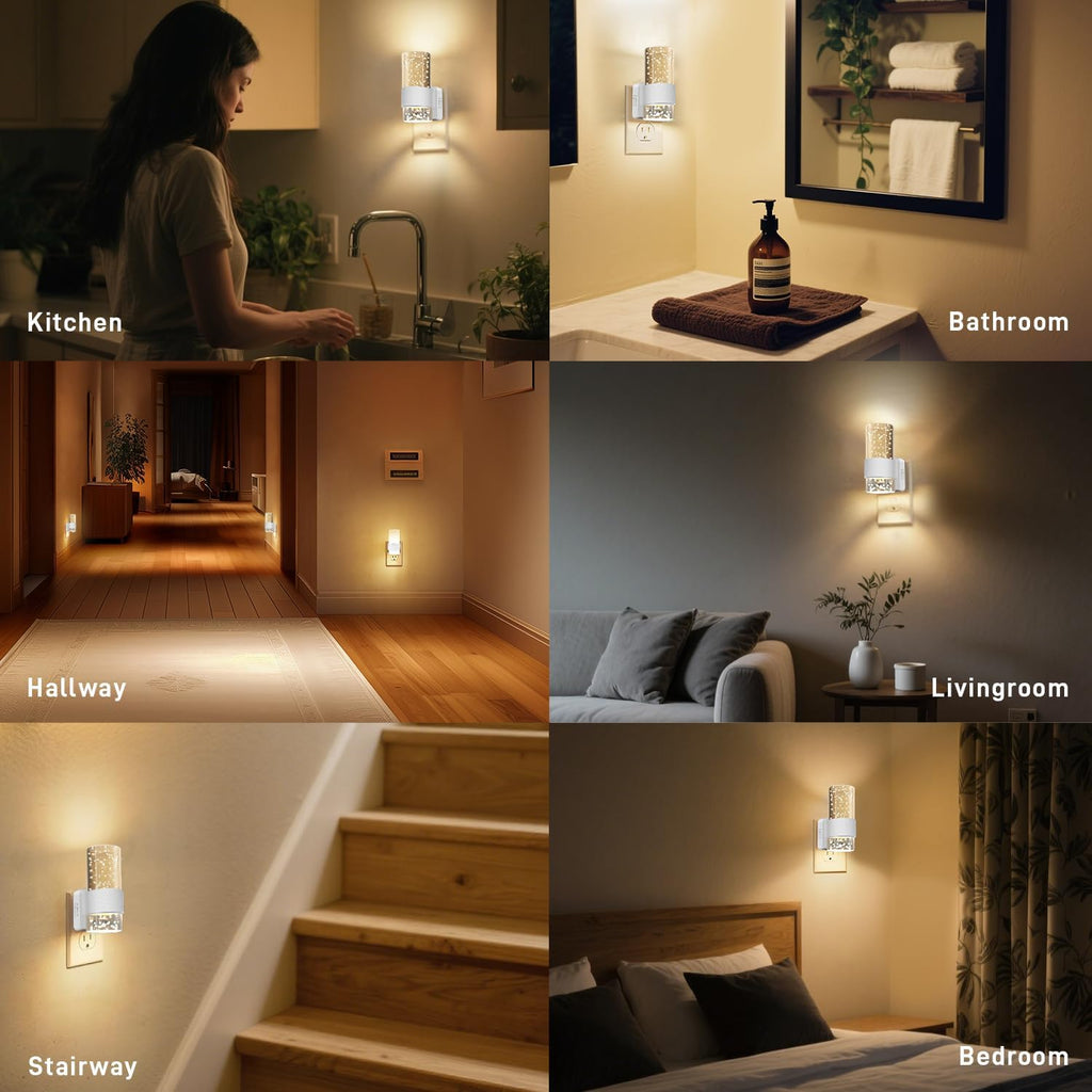 Night Light Plug into Wall - 2 Pack LED Nightlight with Dusk to Dawn Sensor 0-100LM Brightness Dimmable Lights for Bedroom Bathroom…