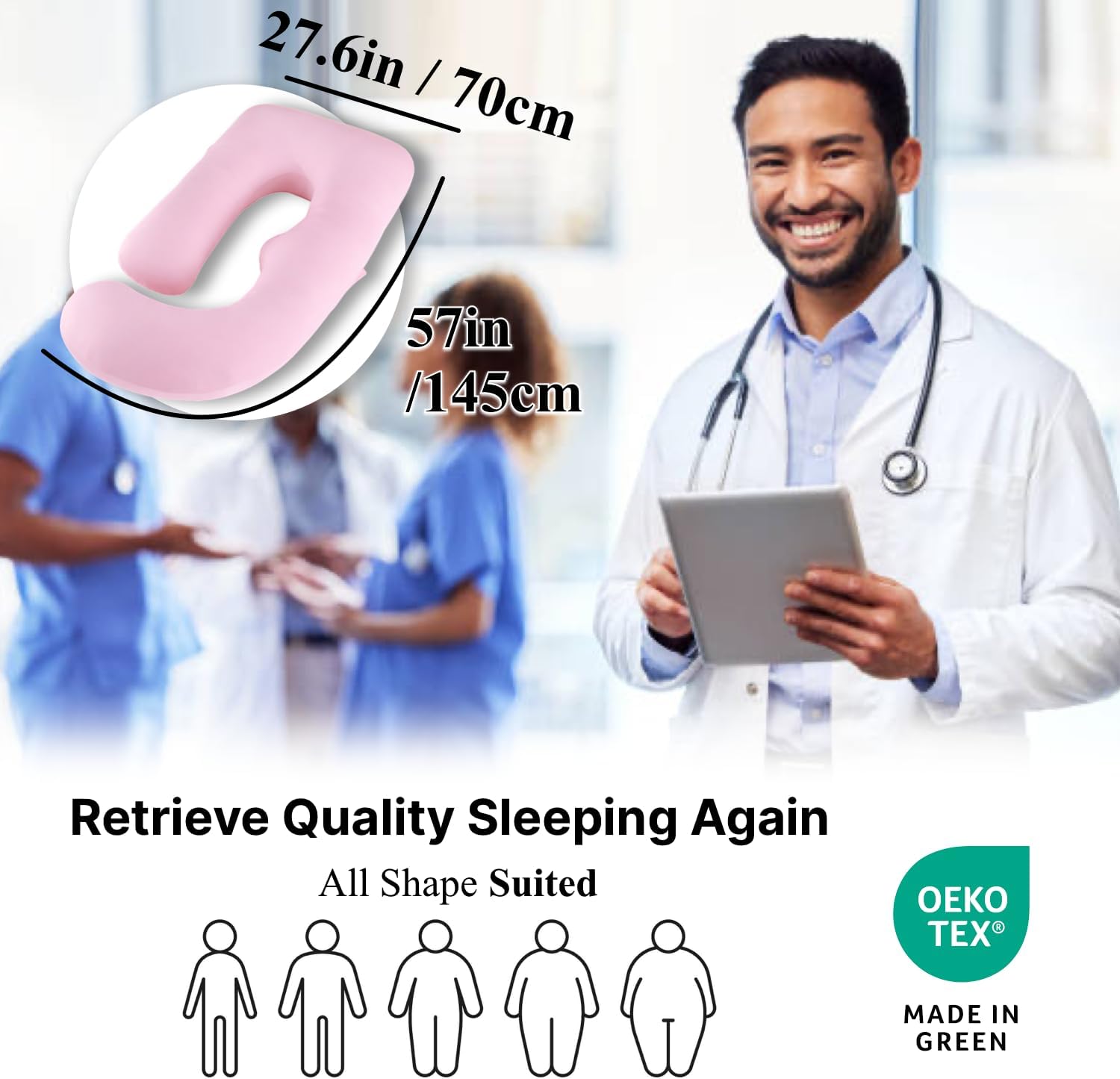 ALLOPERA Pregnancy Pillow, Full Body 57 Inch Maternity Pillow with Removable Washable Cover - Sleep Support for Legs, Back, Neck…