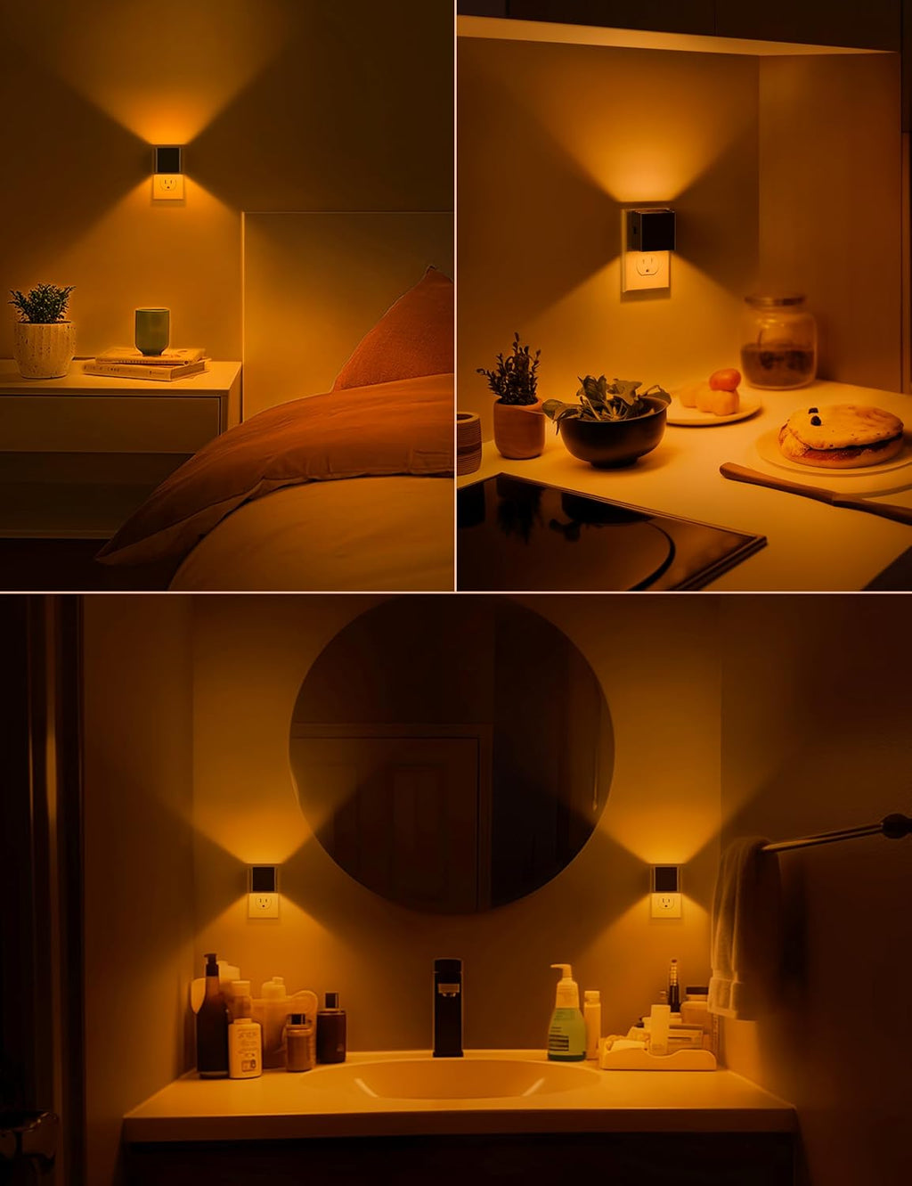 DORESshop LED Night Lights Plug into Wall [2 Pack], Plug in Nightlight, 3 Level Brightness Adjustable Night Light, Dusk to Dawn Sensor…