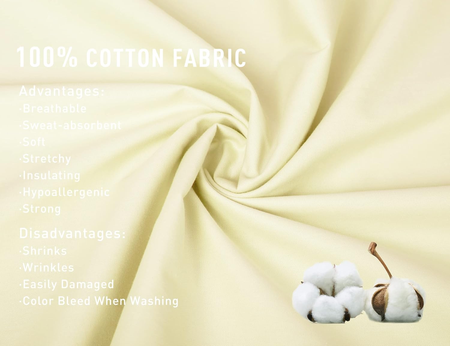 Sunflower Body Pillowcase 100% Cotton Long Pillow Cover/Case Envelope Closure 1 Pack, 20×54 inches Cream, Soft and Breathable