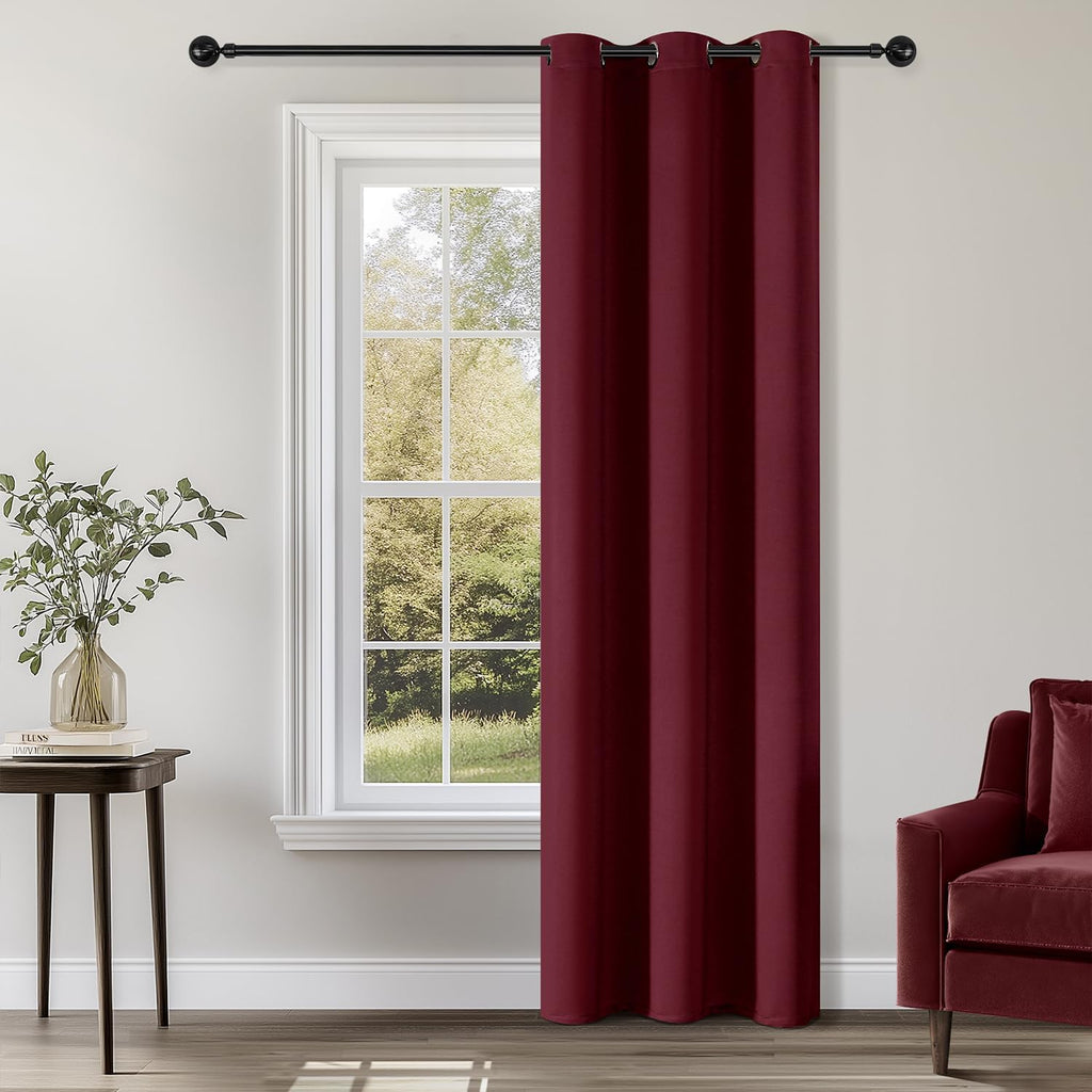 ChrisDowa Burgundyout Curtains 72 inches Long for Bedroom - Grommet Thermal Insulated Room Darkening Curtains for Living Room (1 Panel, Bur…