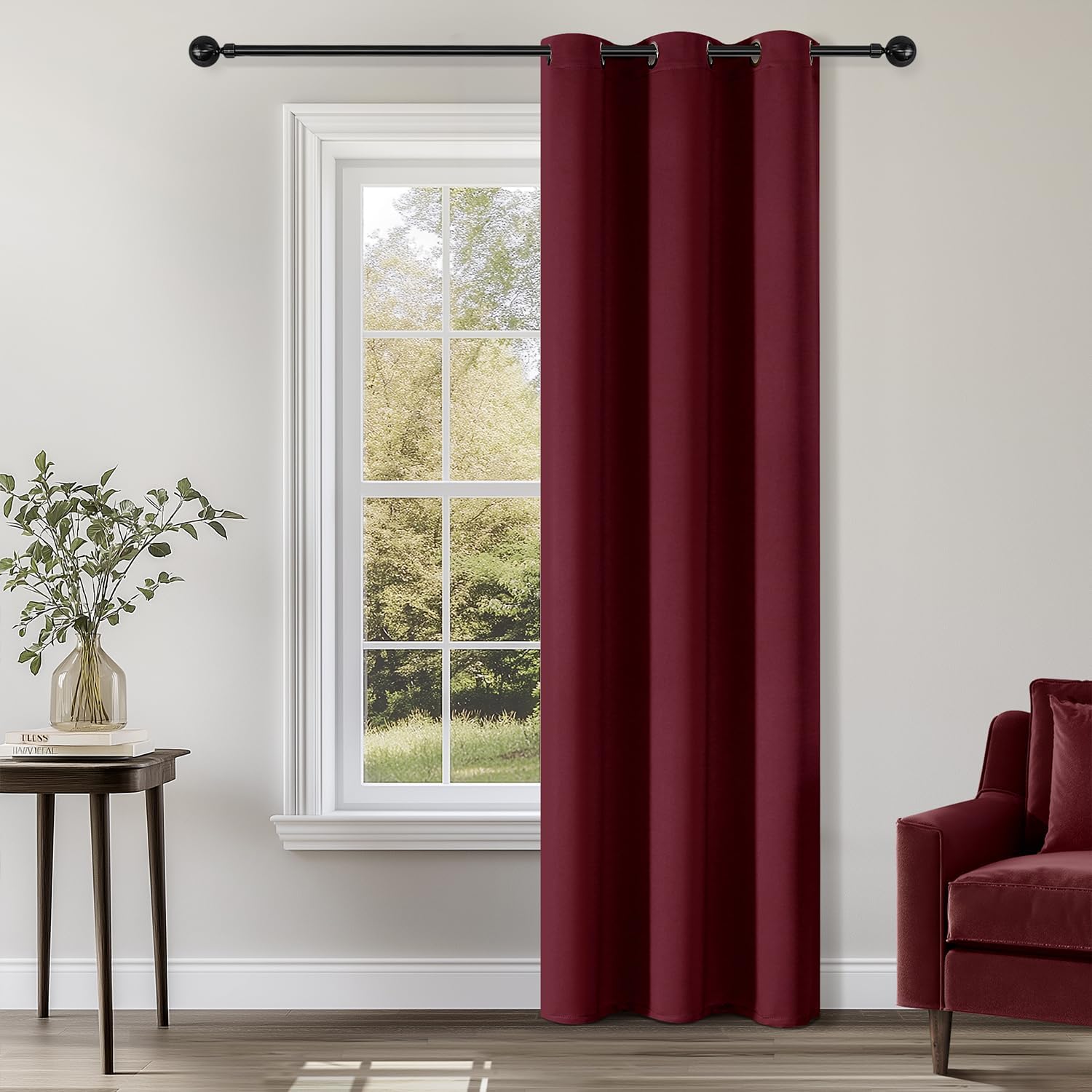 ChrisDowa Burgundyout Curtains 72 inches Long for Bedroom - Grommet Thermal Insulated Room Darkening Curtains for Living Room (1 Panel, Bur…