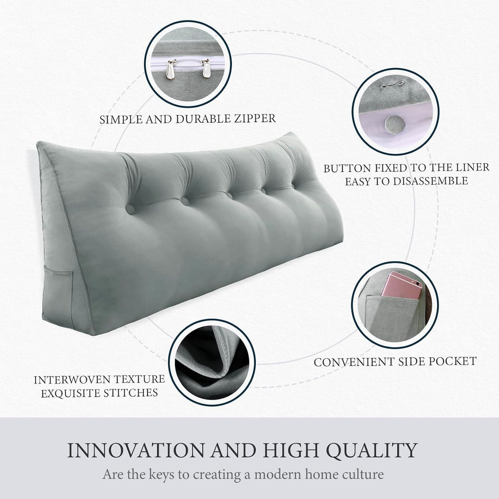 Headboard Pillow Full - 3 in 1 Large Bed Wedge Headboard Reading Pillow for Sitting in Bed, Daybed Pillow or Positioning Support Backrest…
