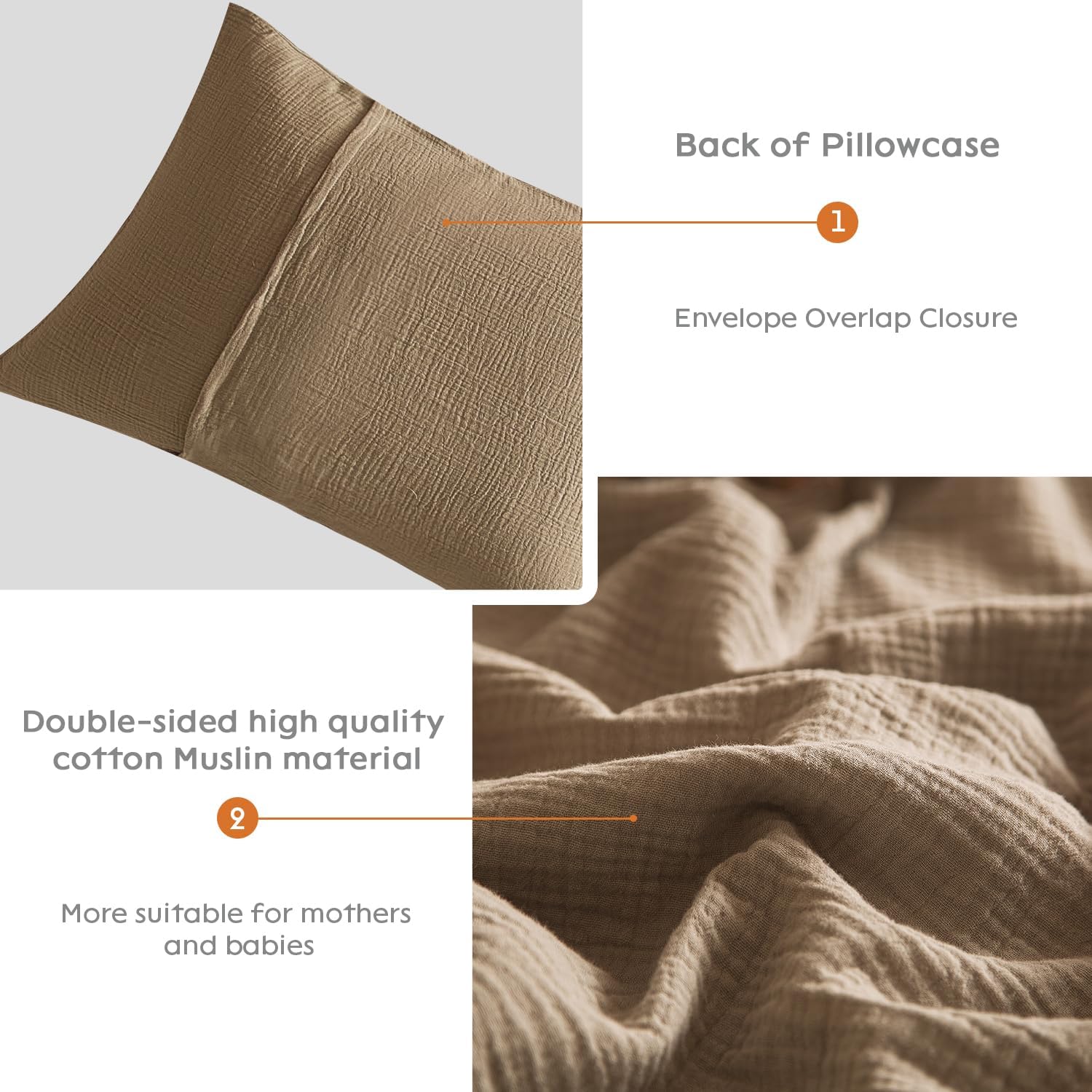 DefineCozyHealthyLife SE SOFTEXLY Muslin Pillowcases Standard Size 100% Cotton, 2 Pack Linen Like Pillow Shams with Envelope Closure, Ultra…