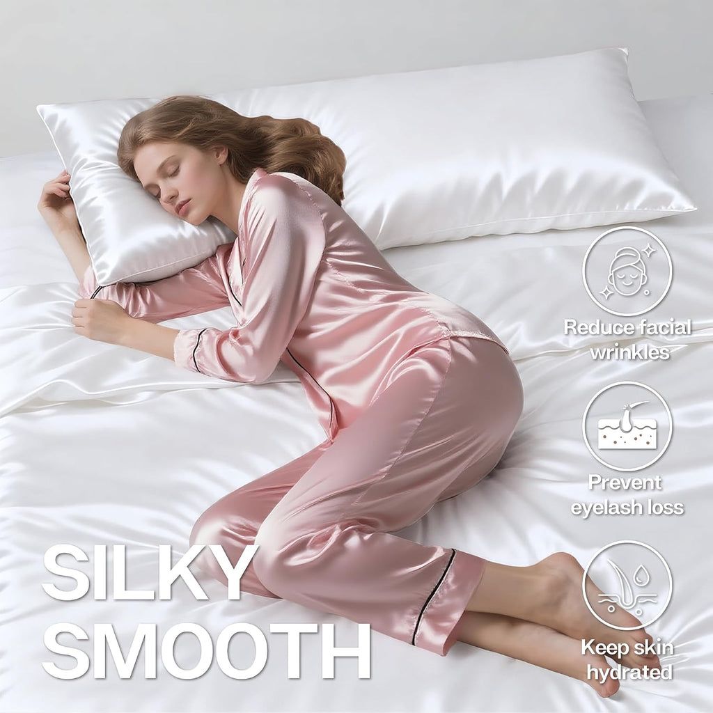 MR&HM Satin Body Pillow Cover, Soft and Breathable Body Pillow Case with Envelope Closure, Cooling and Silky Long Pillowcase for Hair and…