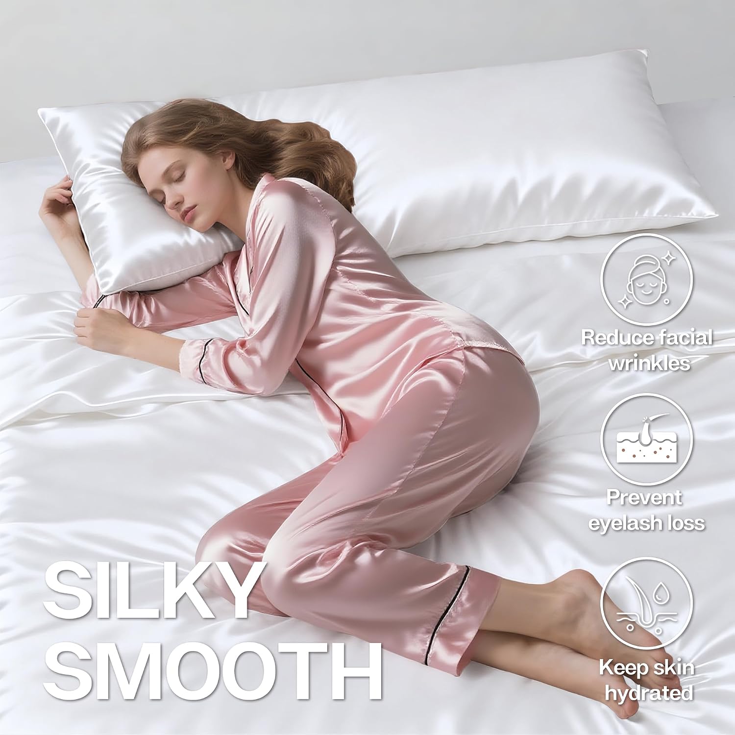 MR&HM Satin Body Pillow Cover, Soft and Breathable Body Pillow Case with Envelope Closure, Cooling and Silky Long Pillowcase for Hair and…