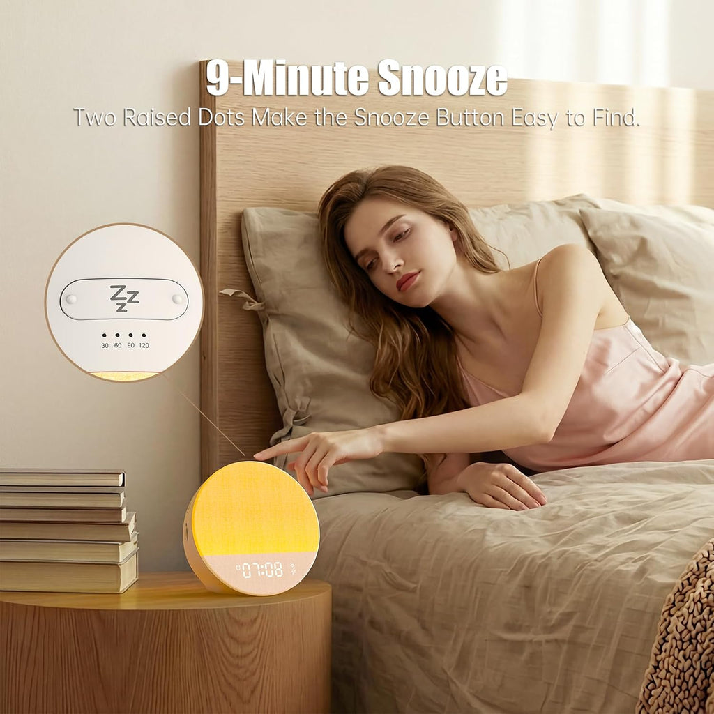 Alarm Clock Sound Machine Sleeping, Sunrise Digital Alarm Clocks Bedrooms, Loud Bluetooth Speaker Alarms Clock 23 White Noise Dual Alarms…