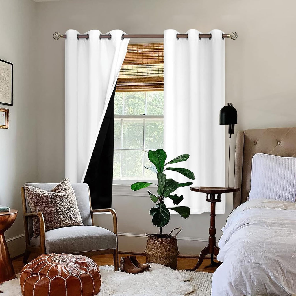 BGment Thermal Insulated 100% Blackout Curtains for Bedroom with Black Liner, Double Layer Full Room Darkening Noise Reducing Grommet Curta…