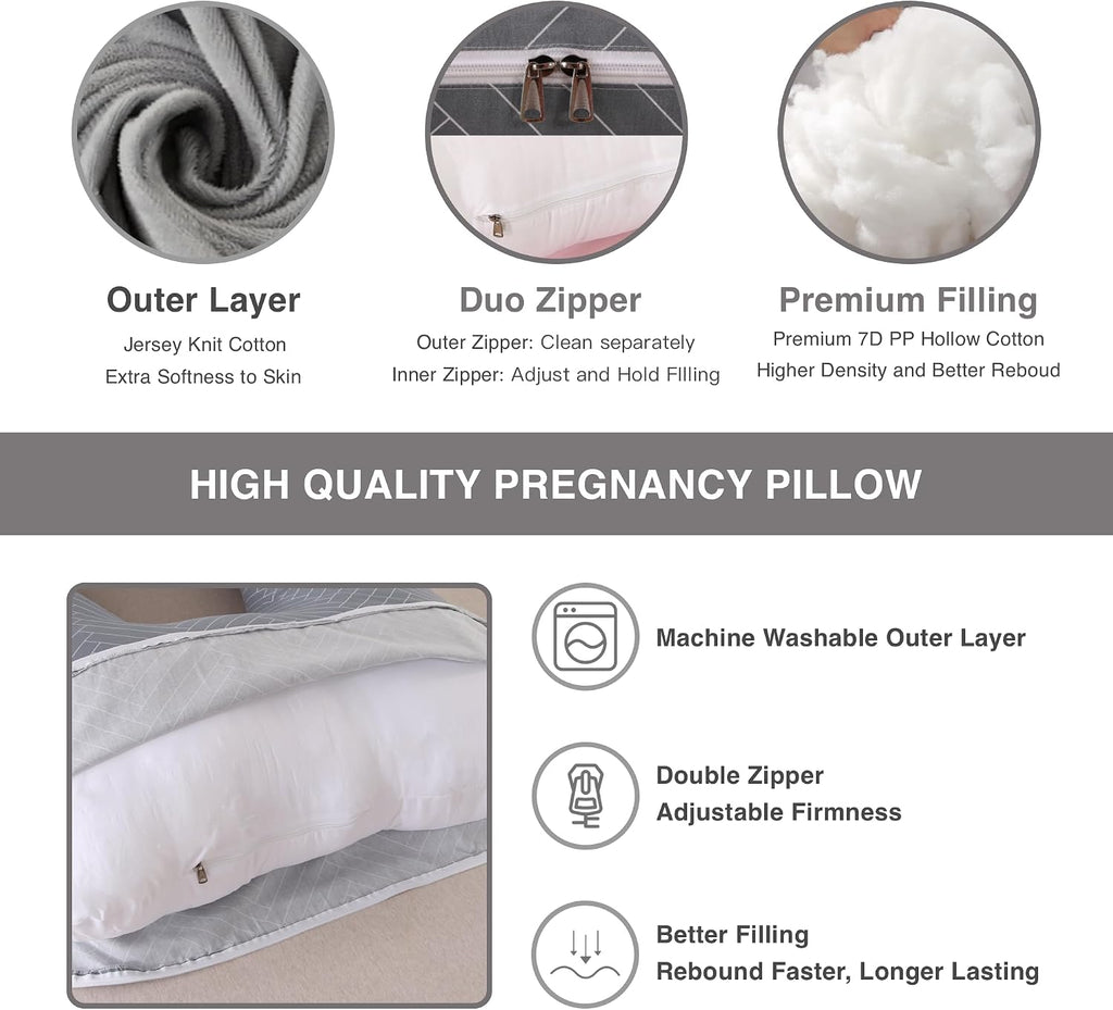 ALLOPERA Pregnancy Pillow, Full Body Maternity Pillow 57 inch, with Removable Washable Cover - Sleep Support for Legs, Back, Neck…
