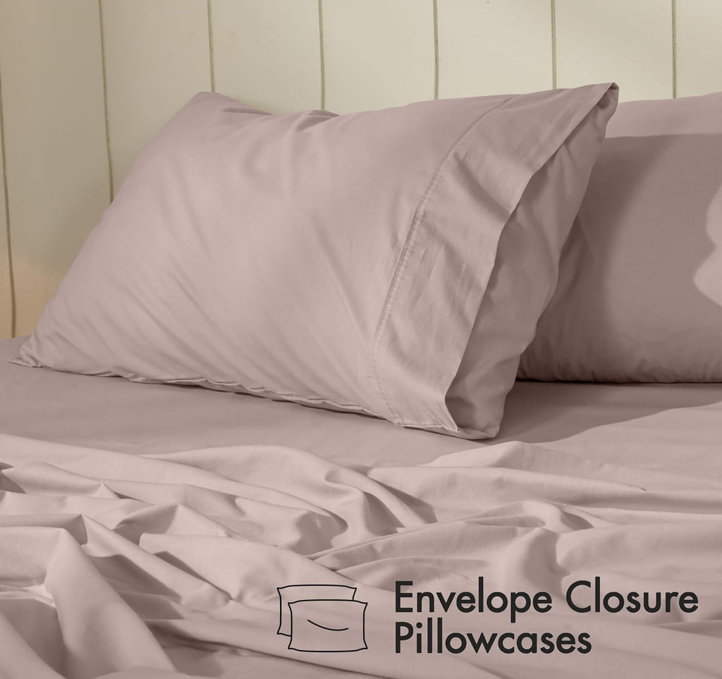 Ruvanti 100% Cotton Percale Sheets Split King Size – Crisp Cooling Bed Sheets for Hot Sleepers, Deep Pocket 16”, Soft Breathable & Durable…