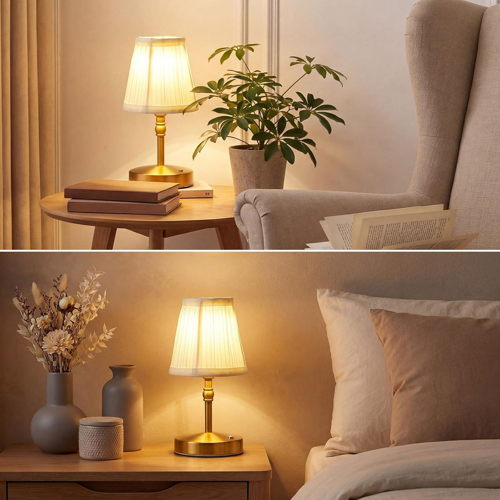 Liliful 2 Pcs Cordless Table Lamp Rechargeable Touch LED Small Gold Portable Battery Operated USB-c Desk Lamp 3 Color Dimmable for…