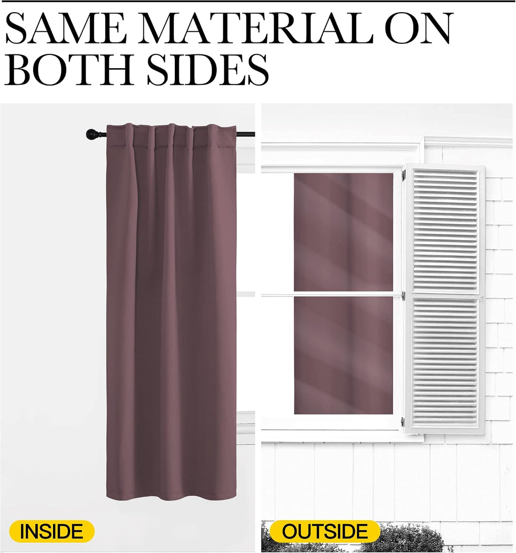 Nicetown Window Treatment Curtains Room Darkening Drapes - (Dry Rose Color) 52 Width X 54 Drop Each Panel, 2 Panels Set, Curtains and Drape…
