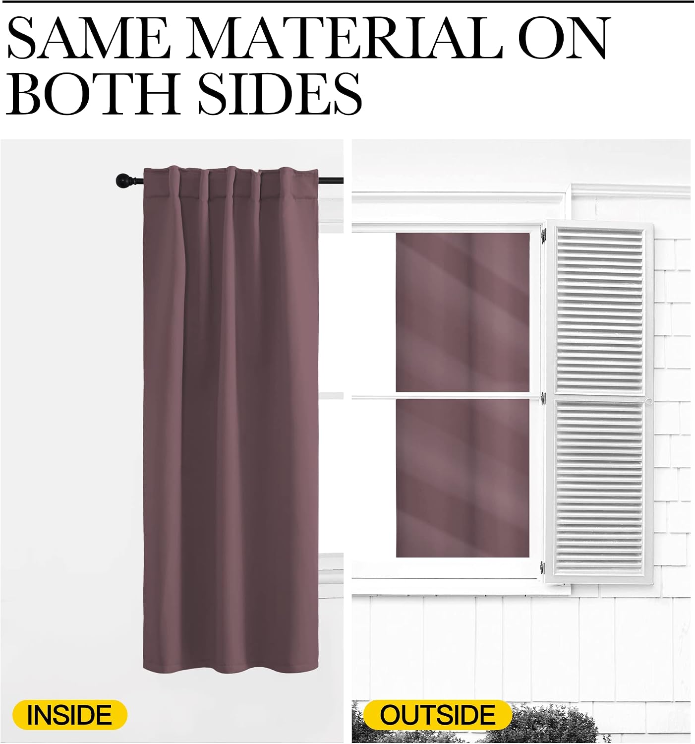 Nicetown Window Treatment Curtains Room Darkening Drapes - (Dry Rose Color) 52 Width X 54 Drop Each Panel, 2 Panels Set, Curtains and Drape…