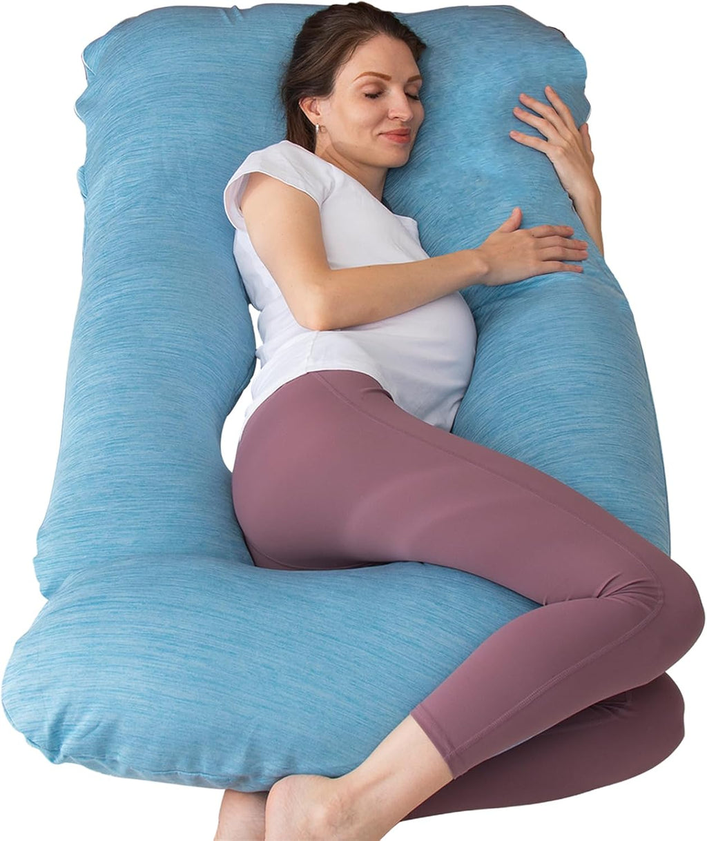 Moonpine MOON PINE Pregnancy Pillow, U Shaped Full Body Pillow for Maternity Support, Sleeping Pillow with Cover for Pregnant Women (Light…