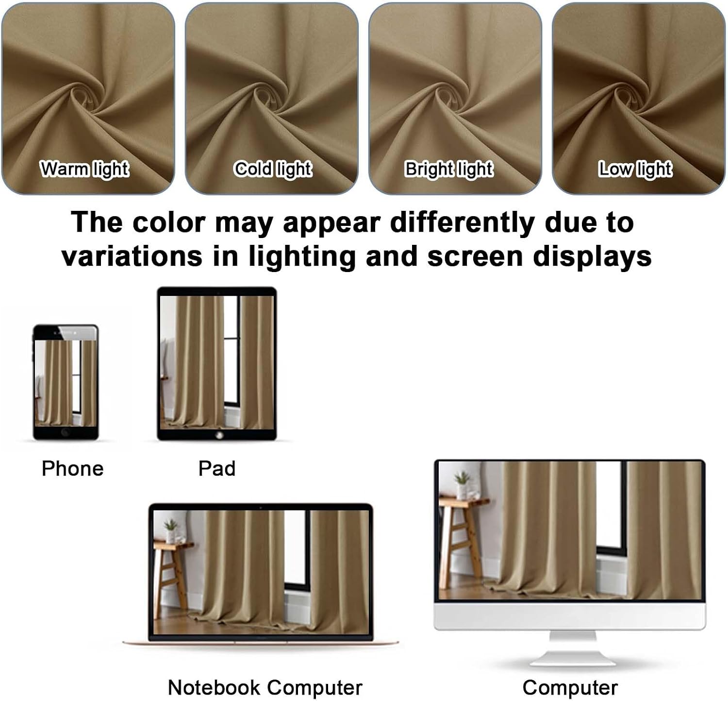 Gwine Taupe Blackout Curtains for Bedroom 84 inches Long 2 Panels Set, Solid Noise Reducing Thermal Insulated Blackout Curtains for…