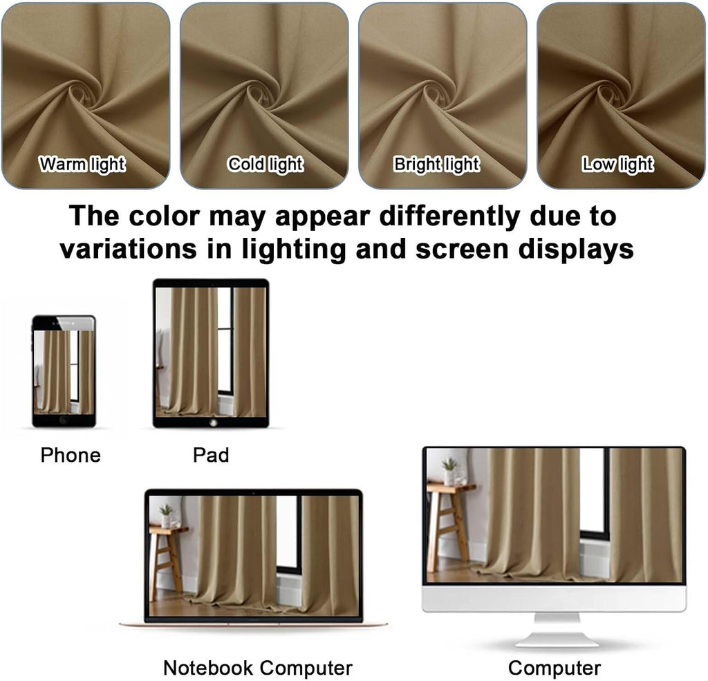 Gwine Taupe Blackout Curtains for Bedroom 84 inches Long 2 Panels Set, Solid Noise Reducing Thermal Insulated Blackout Curtains for…
