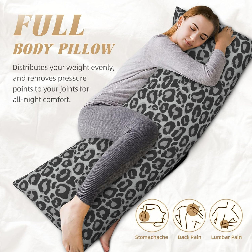 Sovvin Grey Leopard Print Body Pillow Cover Long Pillow Case with Zipper Decorative Soft Cushion Bedding Pillowcase for Couch Bedroo…