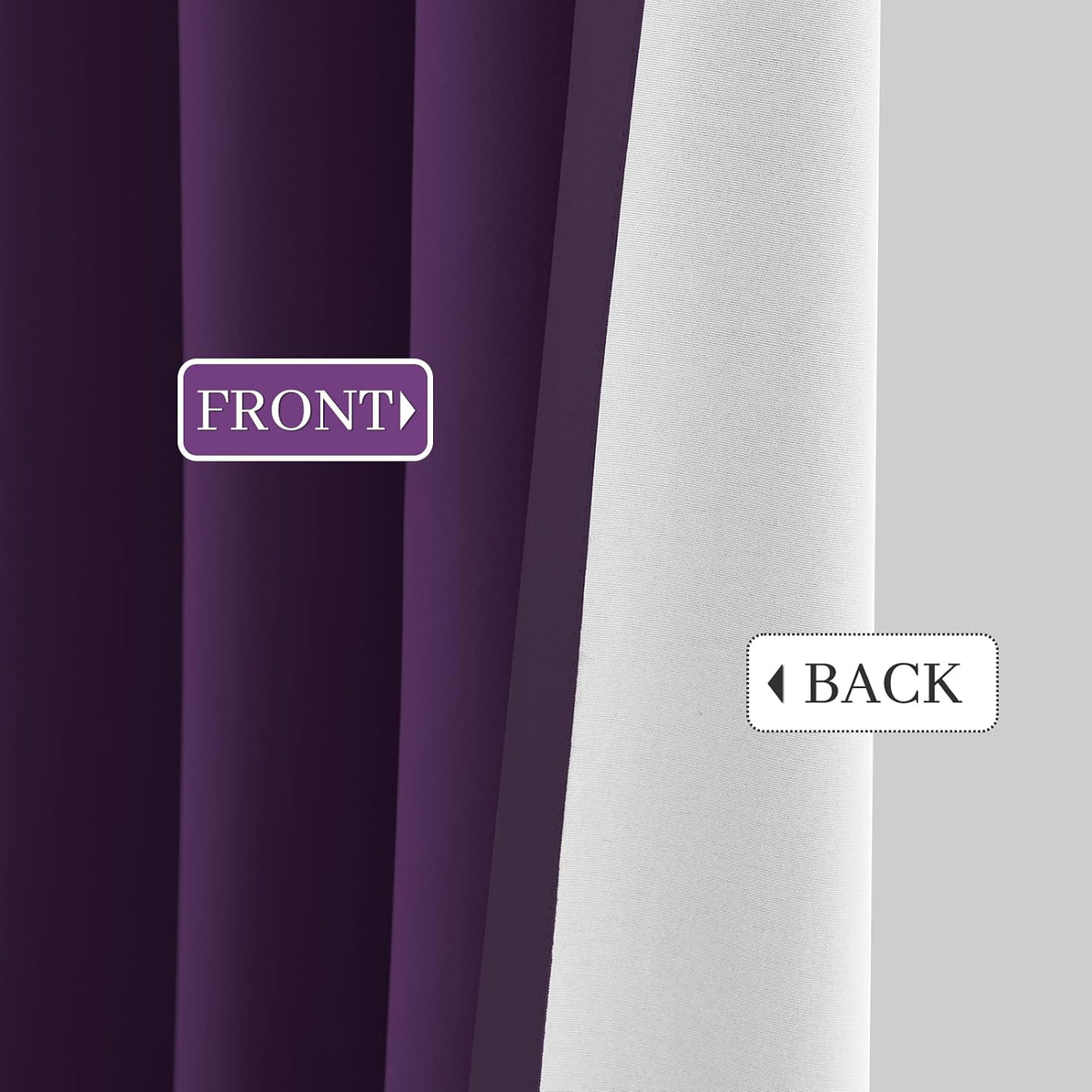Yakamok Room Darkening 100% Blackout Curtains Grommet Window Treatments with 2 Thick Layers-Purple Thermal Insulated Drapes Set of 2 Panels…
