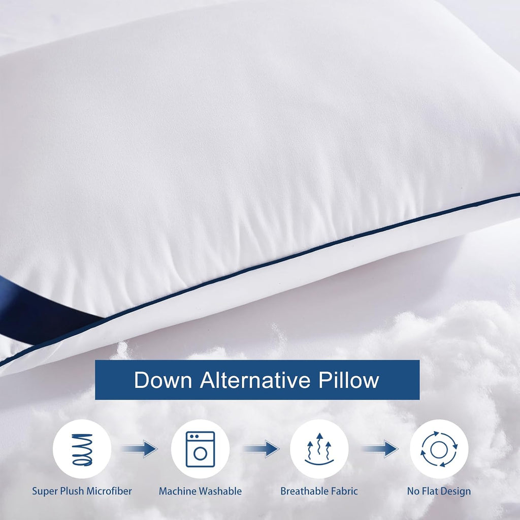 Meoflaw Pillows Standard Size Set of 4, Soft Microfiber Standard Pillows with Hollow Fiber, Hotel Quailty Bed Pillows for Sleeping 4 Pack for…