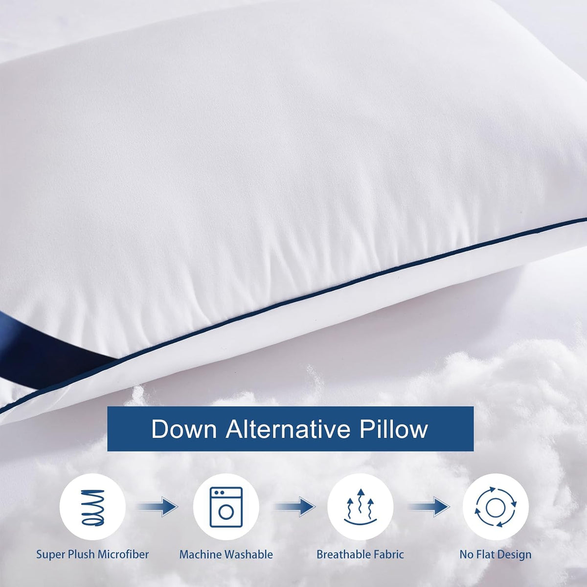 Meoflaw Pillows Queen Size Set of 4, Soft Microfiber Queen Pillows with Hollow Fiber, Hotel Quailty Bed Pillows for Sleeping 4 Pack for Back,…