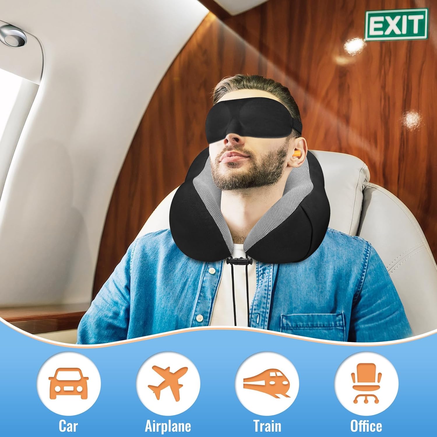 CloudBliss Travel Pillow Premium Memory Foam, Comfortable & Supportive Neck Pillow, Neck Pillows for Sleeping Travel, Airplane Pillow for…