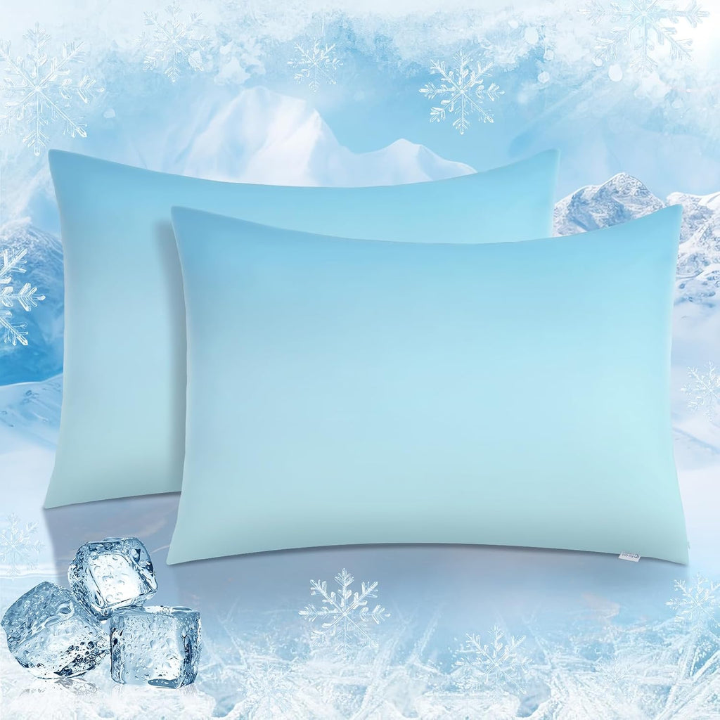 Luxear Cooling Pillow Cases, 2 Pack Arc-Chill Q-max>0.5 Gradient Cool Pillowcases for Hair Skin Hot Sleepers, Silky Soft, Machine Washable…